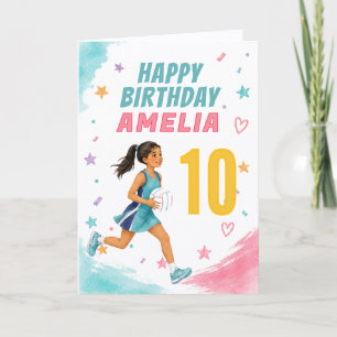 Tarjeta Cumpleaños personalizado de chica de netball con e