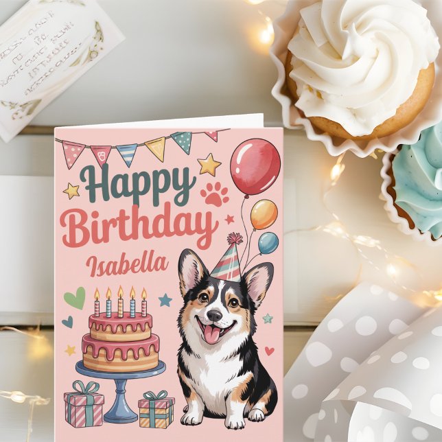 Tarjeta Cumpleaños personalizado de Cute Corgi (Subido por el creador)