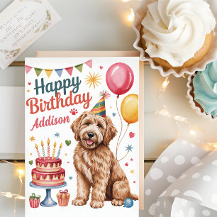 Tarjeta Cumpleaños personalizado de Cute Goldendoodle