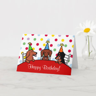 Tarjeta Cumpleaños Personalizado de Dachshund Polka Dot