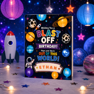 Tarjeta Cumpleaños Personalizado de Despegue para Niños