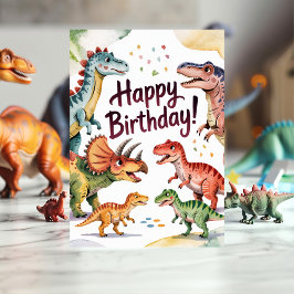 Tarjeta Cumpleaños personalizado de dinosaurio lindo