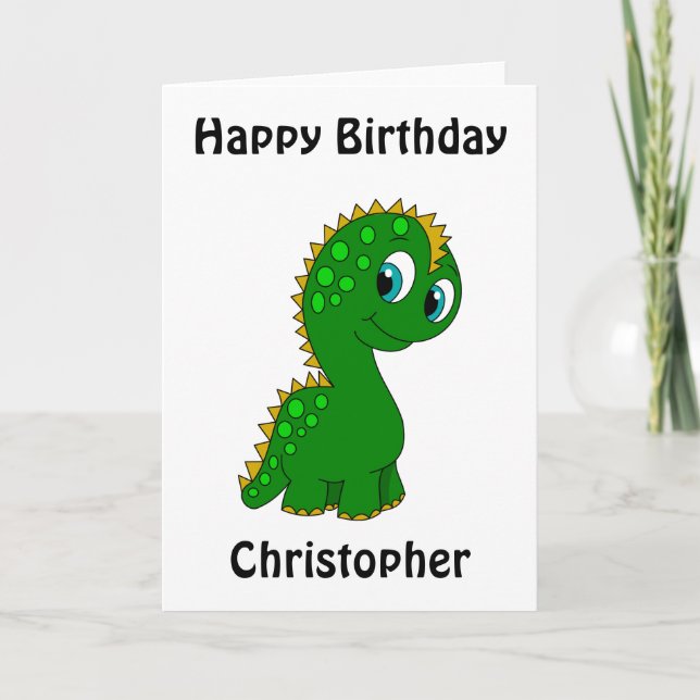 Tarjeta Cumpleaños personalizado de dinosaurio lindo (Anverso)