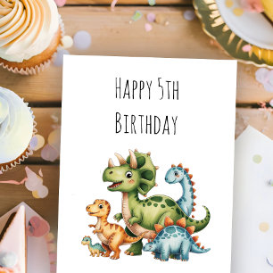 Tarjeta Cumpleaños personalizado de dinosaurio para niños 