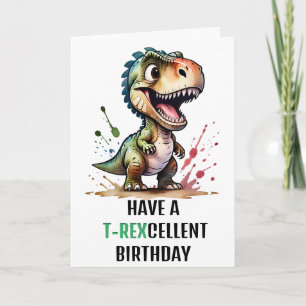Tarjeta Cumpleaños Personalizado de Dinosaurio T.Rex