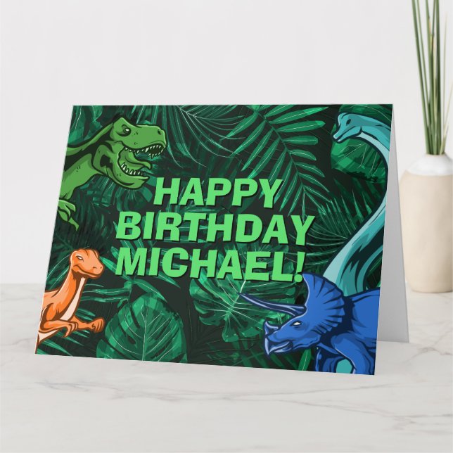 Tarjeta Cumpleaños personalizado de dinosaurios jurásicos  (Anverso)