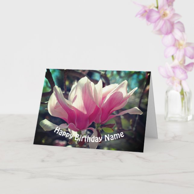 Tarjeta Cumpleaños personalizado de flor de magnolia rosa (Orquídea)