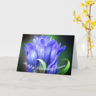 Tarjeta Cumpleaños Personalizado de Flor Gentiana Azul