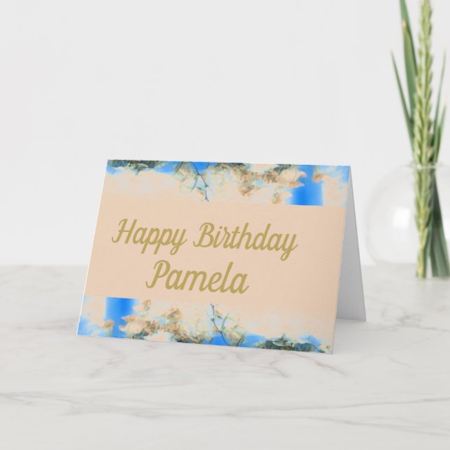 TARJETA CUMPLEAÑOS PERSONALIZADO DE FLORAL AZUL (Anverso)
