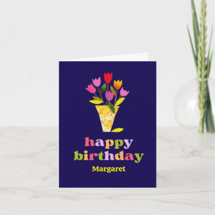 Tarjeta Cumpleaños personalizado de floral de tulipanes re