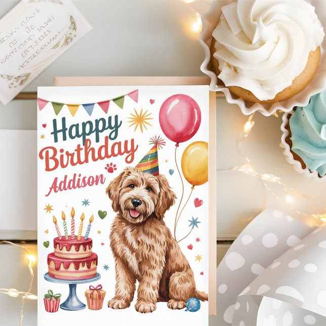 Tarjeta Cumpleaños Personalizado de Goldendoodle Adorable (Subido por el creador)