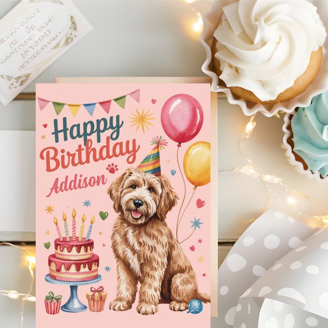 Tarjeta Cumpleaños Personalizado de Goldendoodle Adorable (Subido por el creador)