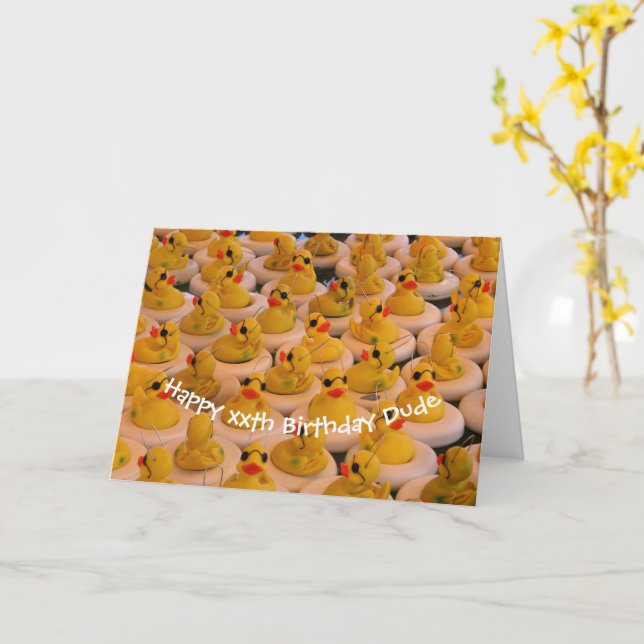 Tarjeta Cumpleaños personalizado de Guay Yellow Rubber Duc (flor amarilla)
