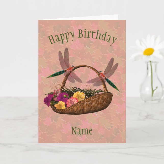 Tarjeta Cumpleaños Personalizado de la cesta de flores de  (Planta pequeña)