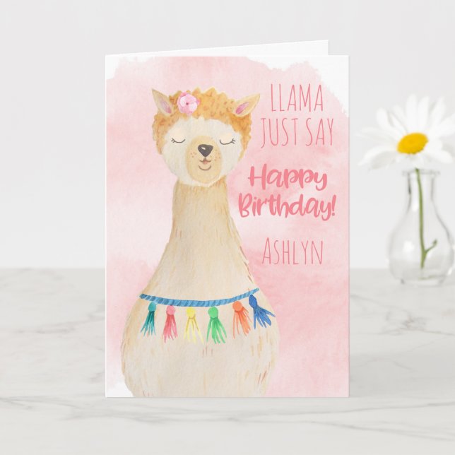 Tarjeta Cumpleaños personalizado de la chica rosa de la ll (Planta pequeña)