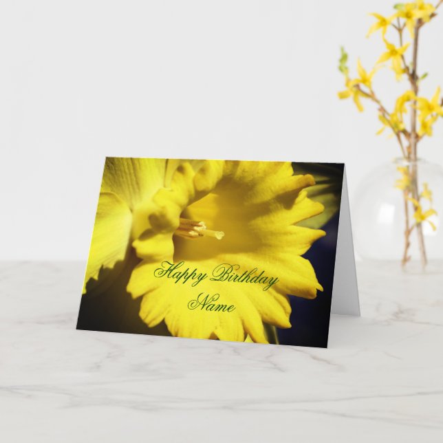 Tarjeta Cumpleaños personalizado de la flor de Daffodil am (flor amarilla)