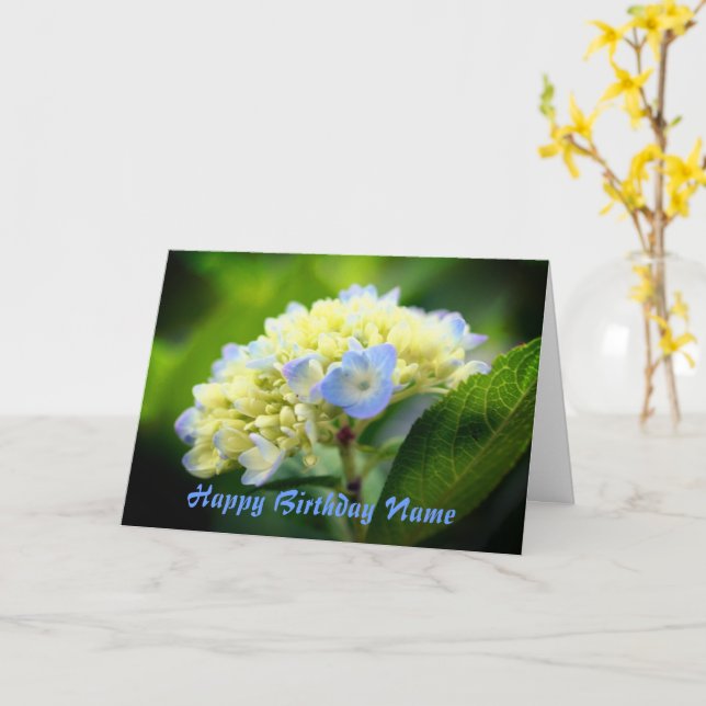 Tarjeta Cumpleaños personalizado de la flor de hidrangea s (flor amarilla)