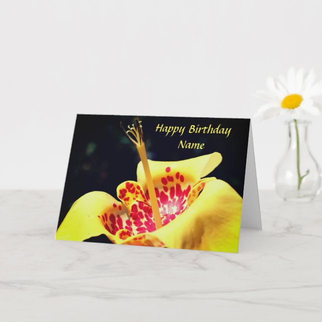 Tarjeta Cumpleaños personalizado de la flor de lirio amari (Planta pequeña)