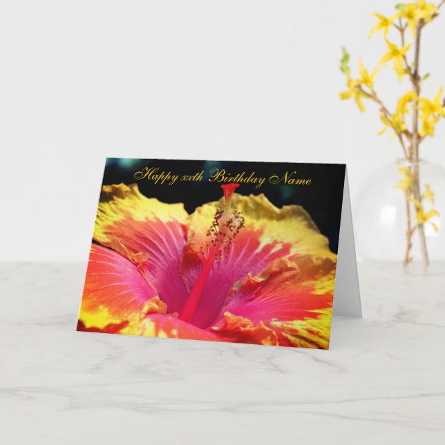 Tarjeta Cumpleaños Personalizado de la Flor Hibiscus (flor amarilla)