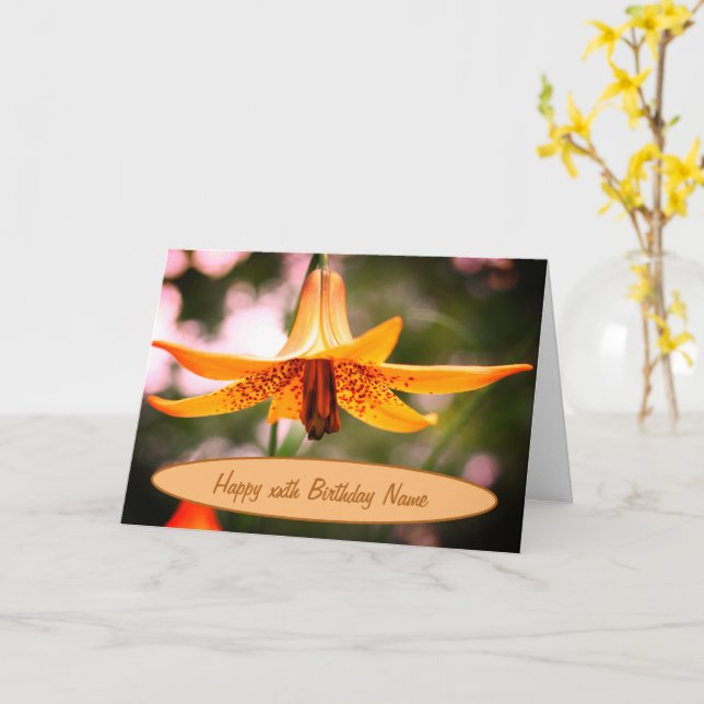 Tarjeta Cumpleaños personalizado de la flor lirio de Canad (flor amarilla)