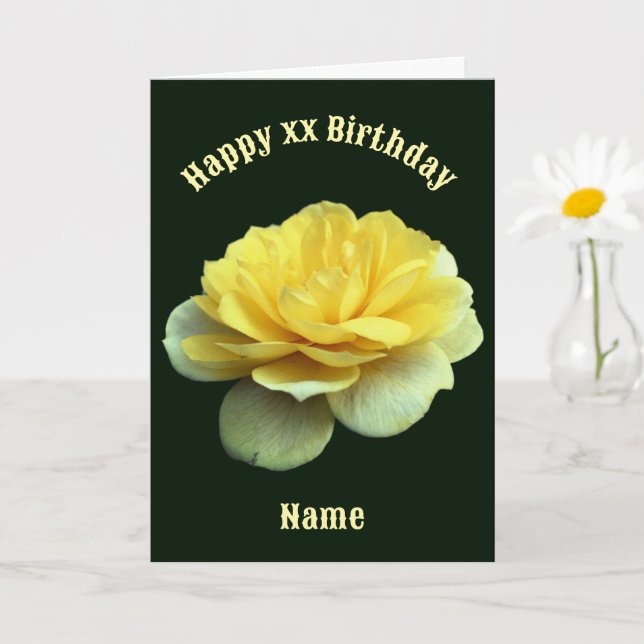 Tarjeta Cumpleaños personalizado de la flor rosa amarilla (Planta pequeña)