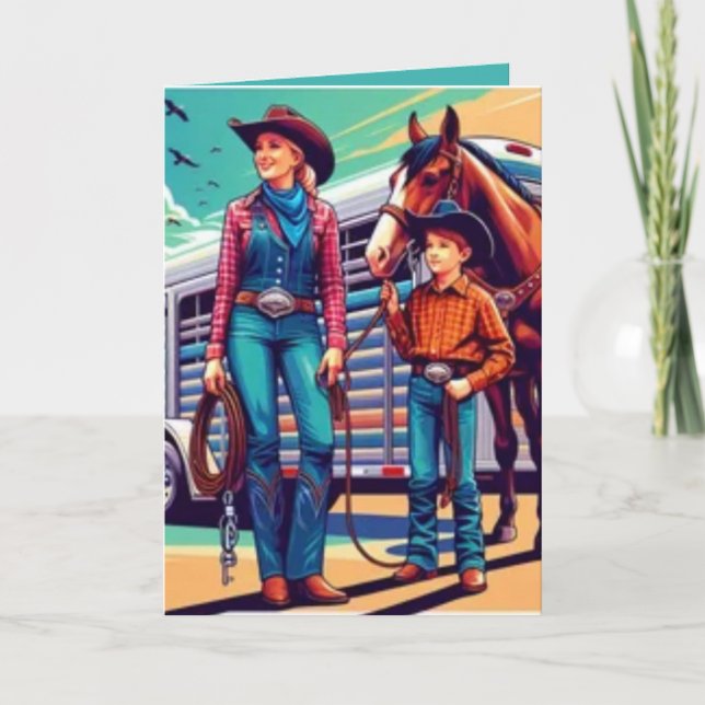 Tarjeta Cumpleaños personalizado de la joven vaca de rodeo (Anverso)