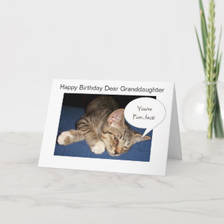 Tarjeta Cumpleaños personalizado de la nieta del gato Tabb