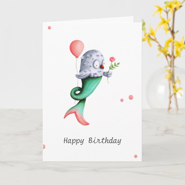 Tarjeta Cumpleaños personalizado de la sirena de lechuza ú (flor amarilla)
