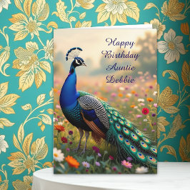 Tarjeta Cumpleaños Personalizado de la Tía Pavo Real Color