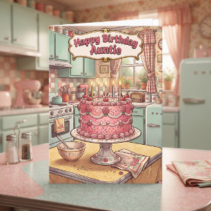 Tarjeta Cumpleaños personalizado de la tía Tarta rosa re