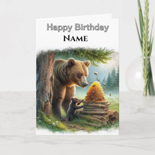 Tarjeta Cumpleaños Personalizado de la Vida Silvestre Griz (Anverso)