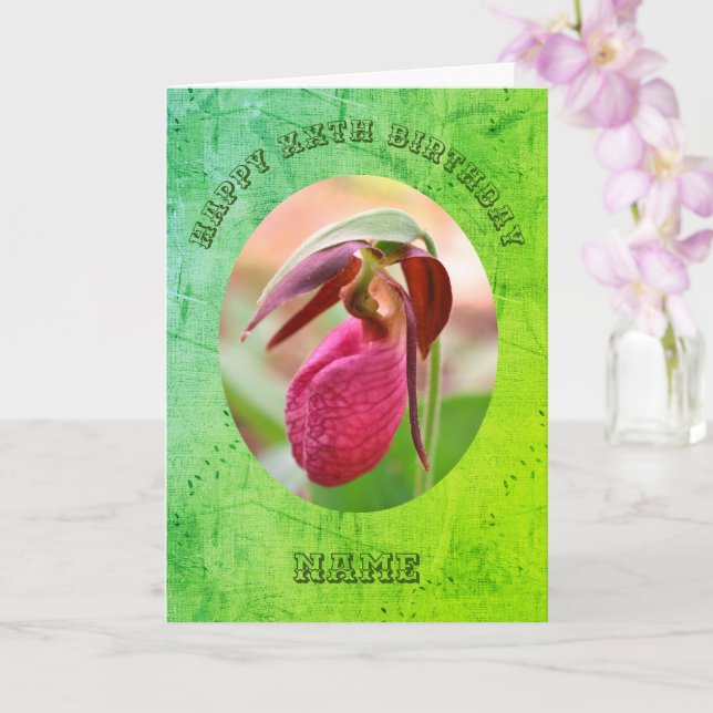 Tarjeta cumpleaños personalizado de Lady Slipper Orchid (Orquídea)