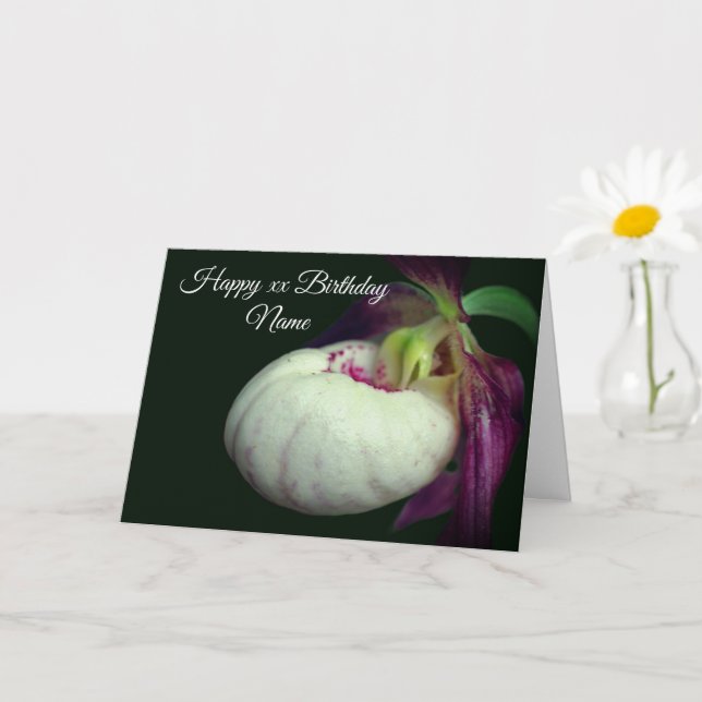 Tarjeta cumpleaños personalizado de Lady Slipper Orchid Fl (Planta pequeña)