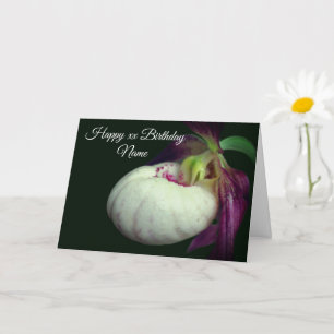 Tarjeta cumpleaños personalizado de Lady Slipper Orchid Fl