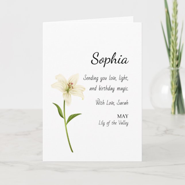 Tarjeta Cumpleaños Personalizado de Lirio de Mayo (Anverso)