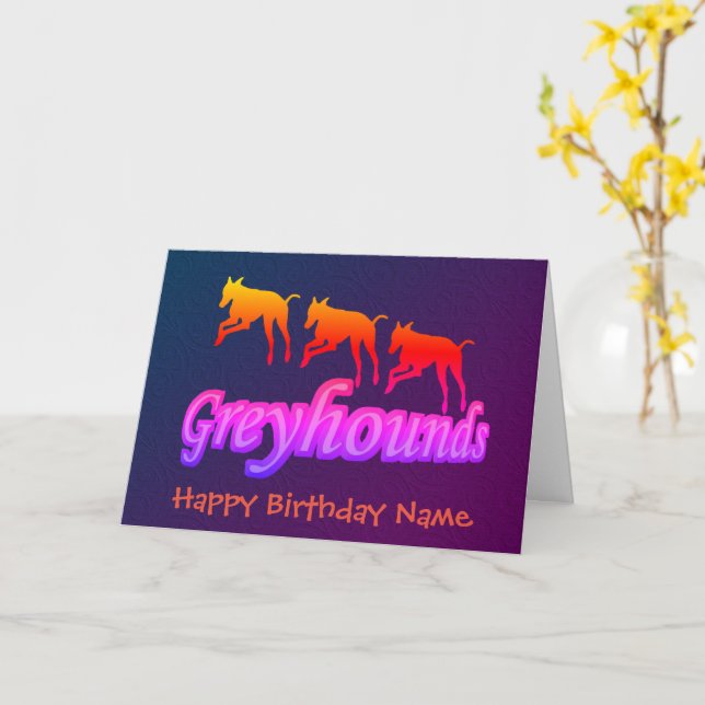 Tarjeta Cumpleaños personalizado de los Greyhounds arcoiri (flor amarilla)