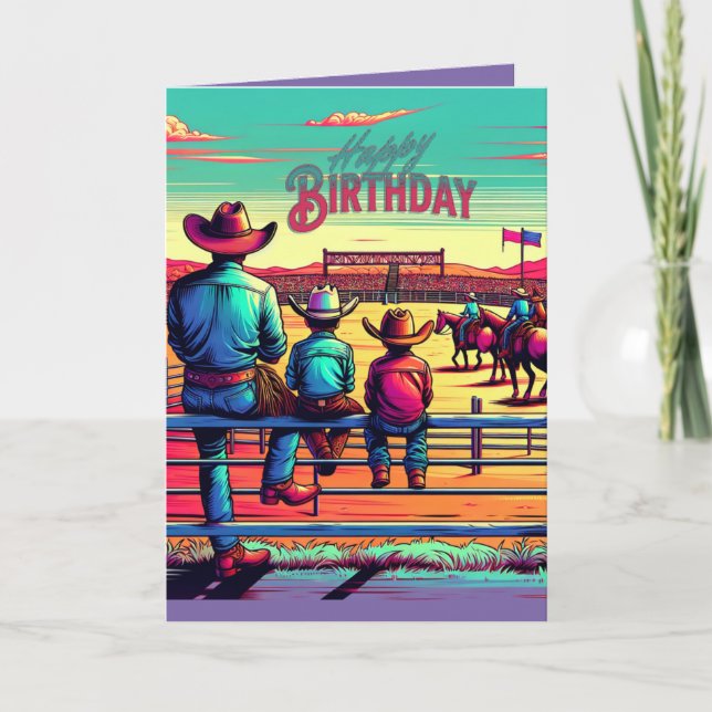 Tarjeta Cumpleaños personalizado de los rodeo-pollos occid (Anverso)