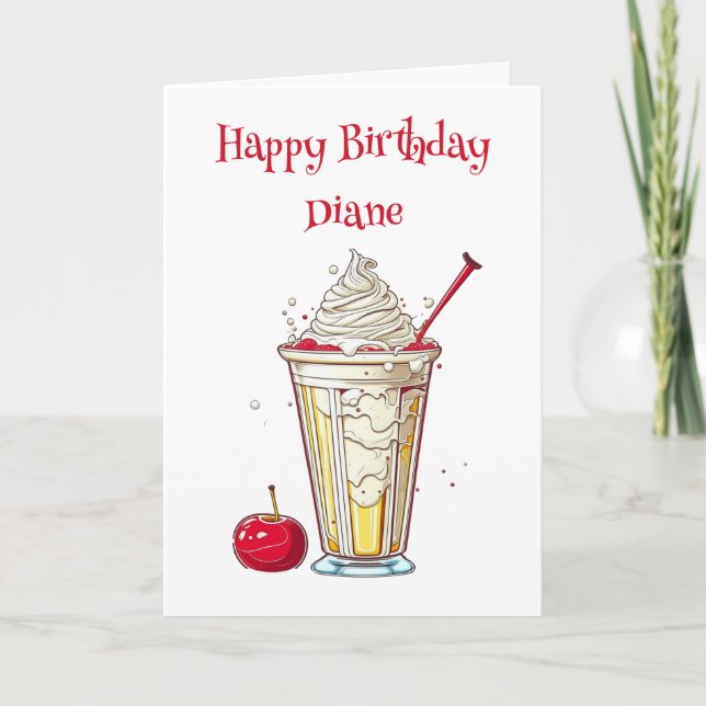 Tarjeta Cumpleaños personalizado de Milkshake de vainilla  (Anverso)