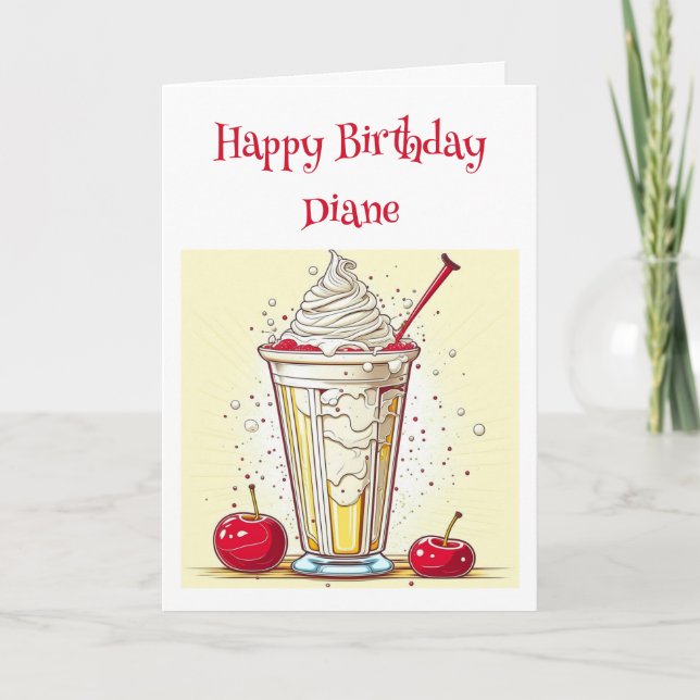Tarjeta Cumpleaños personalizado de Milkshake de vainilla  (Anverso)
