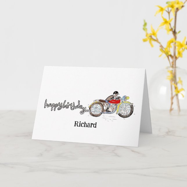 Tarjeta Cumpleaños Personalizado de Moto (flor amarilla)
