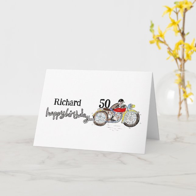 Tarjeta Cumpleaños Personalizado de Moto (flor amarilla)