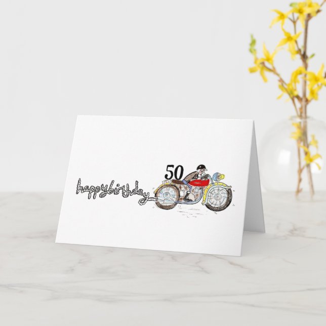 Tarjeta Cumpleaños Personalizado de Moto (flor amarilla)