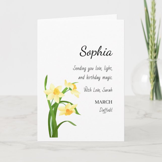 Tarjeta Cumpleaños Personalizado de Narciso de Marzo (Anverso)