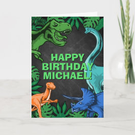 Tarjeta Cumpleaños Personalizado de Niños Jurásicos Dino D