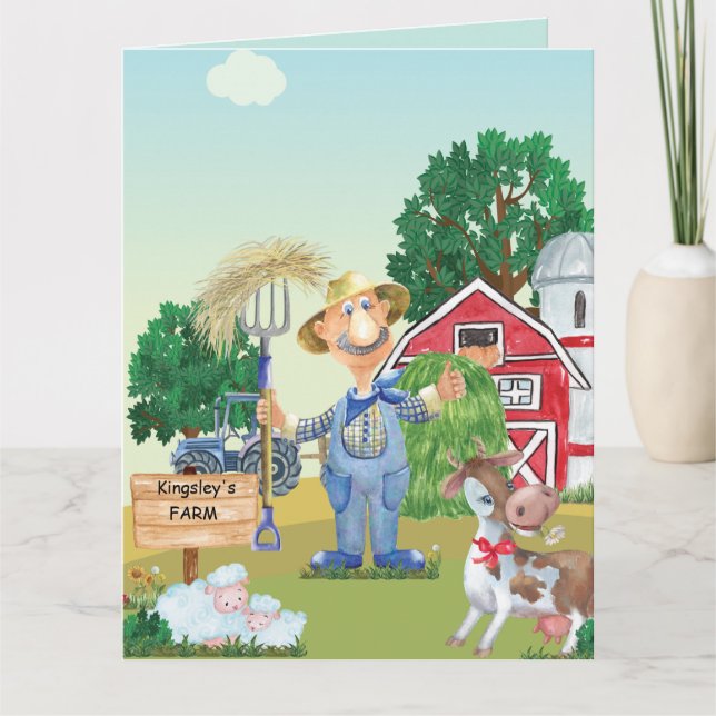 Tarjeta Cumpleaños personalizado de Old MacDonald (Anverso)