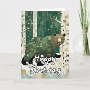 Tarjeta Cumpleaños personalizado de oso Art Nouveau