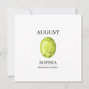 Tarjeta Cumpleaños personalizado de Peridoto de Agosto