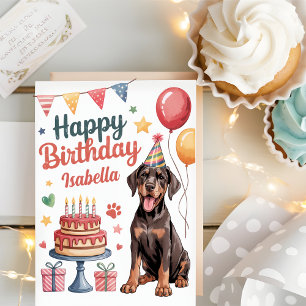 Tarjeta Cumpleaños personalizado de perro Doberman lindo