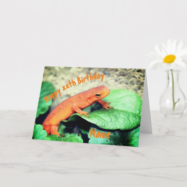 Tarjeta Cumpleaños Personalizado de Red Eft Salamander (Planta pequeña)