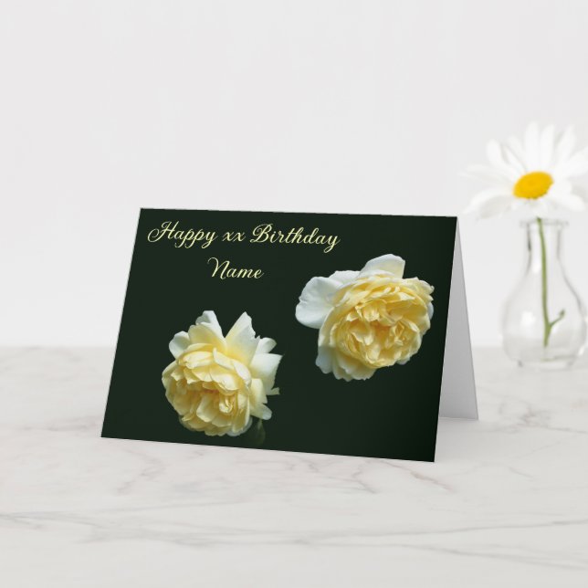 Tarjeta Cumpleaños personalizado de rosas amarillas (Planta pequeña)